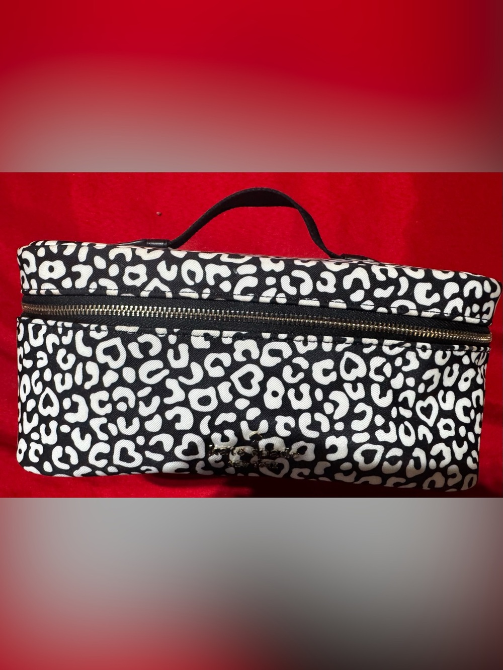 kate spade Black and White Leopard Print Cosmetic Pouch